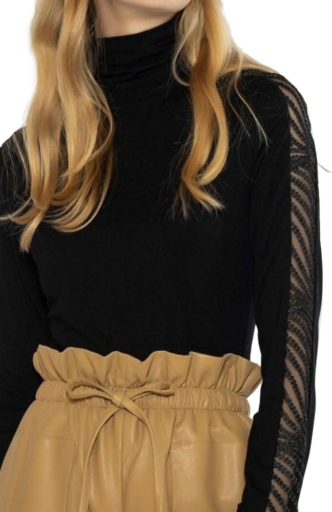 Chiffon Detail Side Sleeve Top
