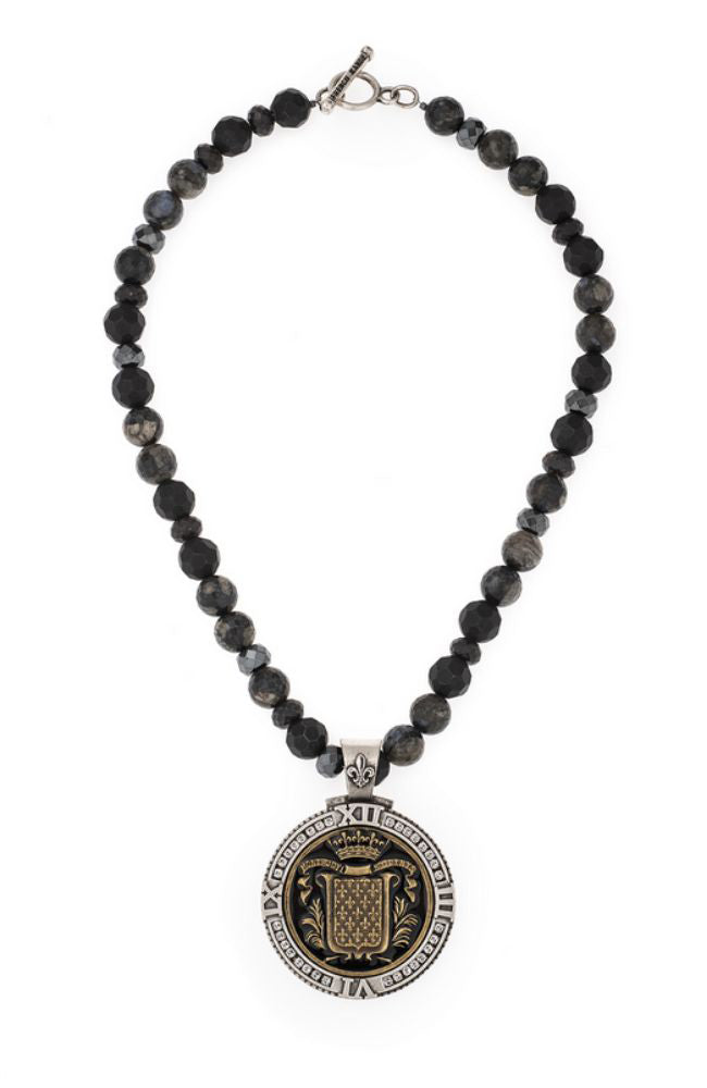 17.5" Mystere Mix Black Enamel Necklace