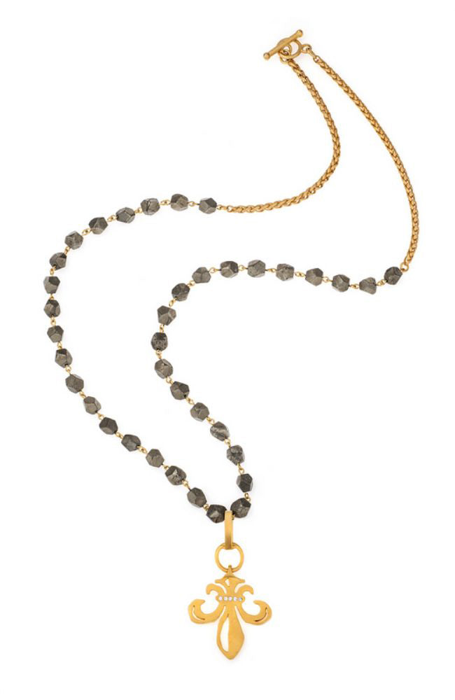 31" Pyrite Chain Cheval Medallion