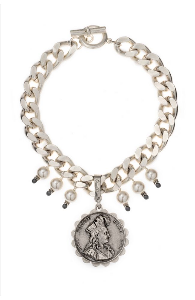 Matte Bright Chain Faux Pearl Necklace
