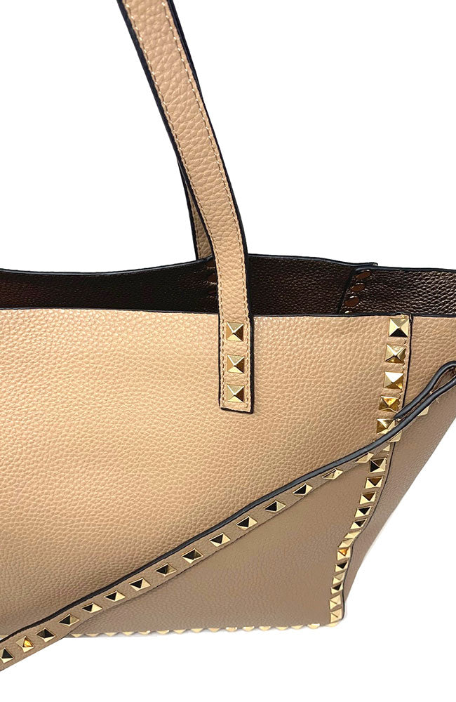 Hazelnut Studded Tote Bronze