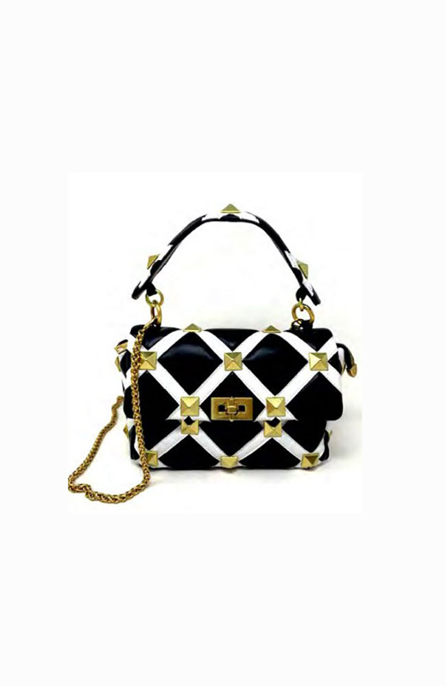 Black Quilted Bag White Details