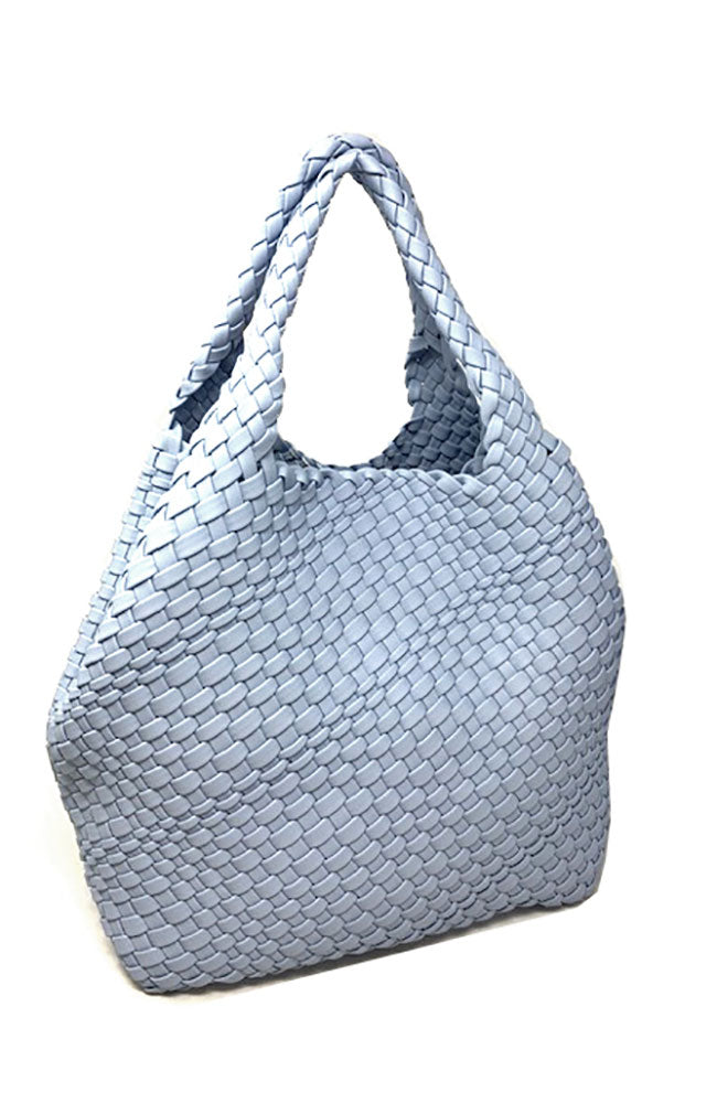 Basketweave Tote Powder Blue