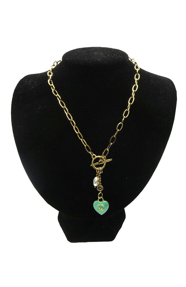Gold PPC Heart Charm Turquoise