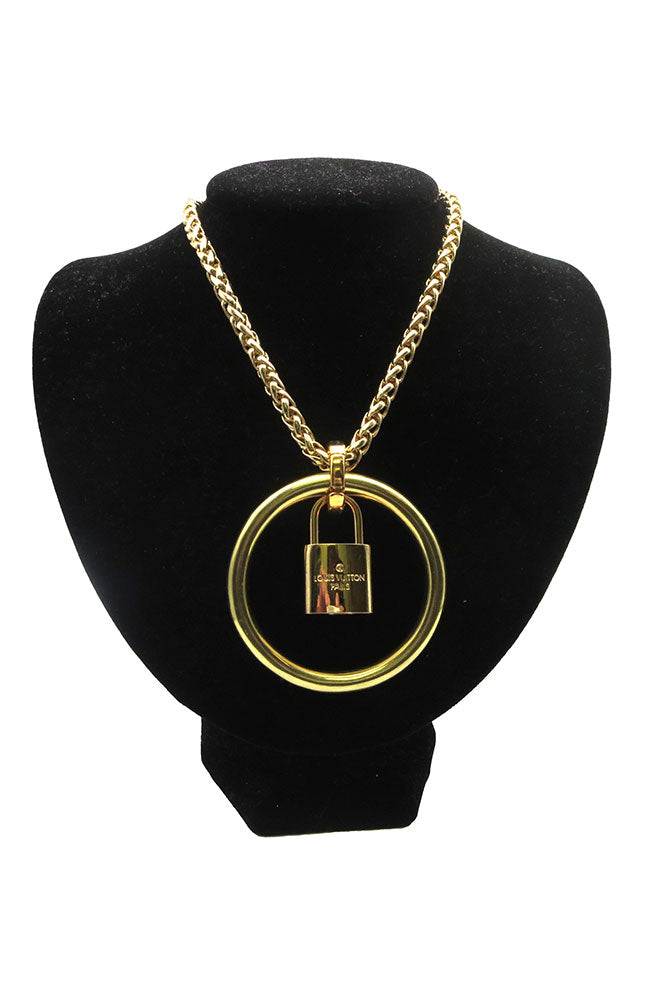Gold Chain with Gold Circle and Lock