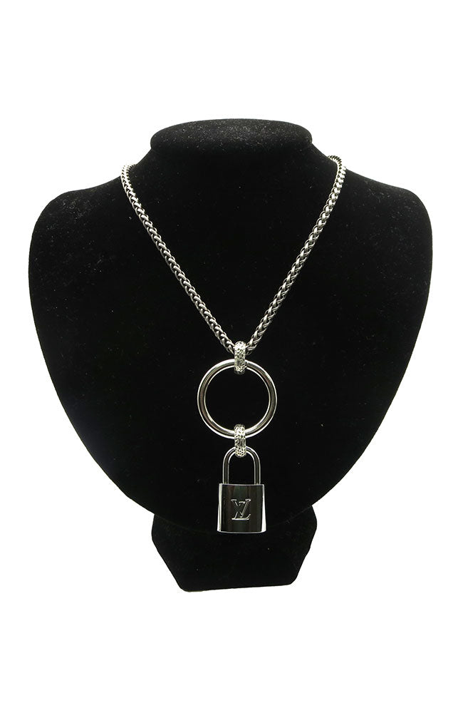 Silver Rope Chain with Silver Circle & Lock