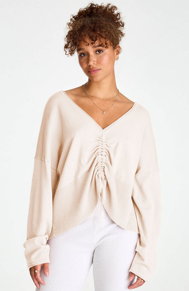 Viscose Polyester Ruched Front Pullover