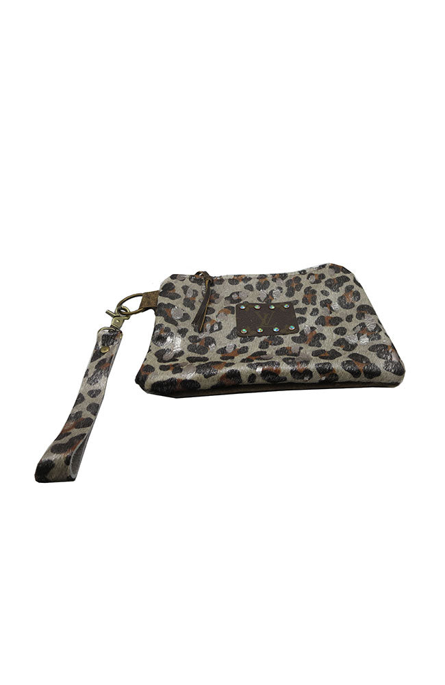 Brown Leopard Print Wristlet