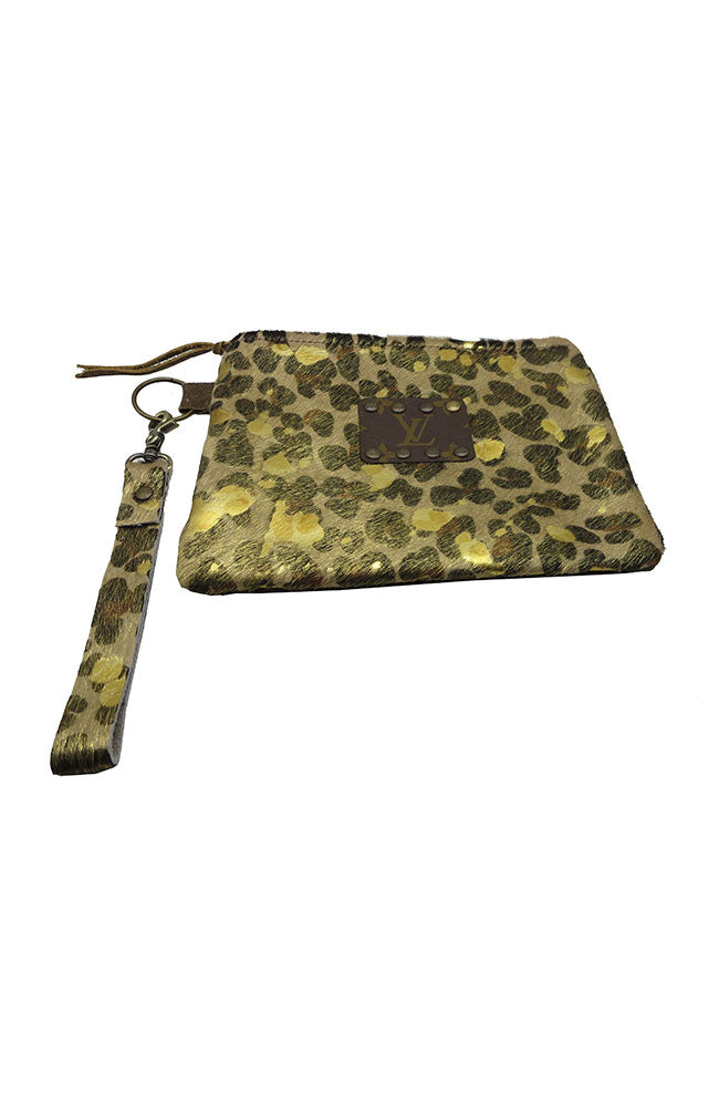 Gold Leopard Print Wristlet