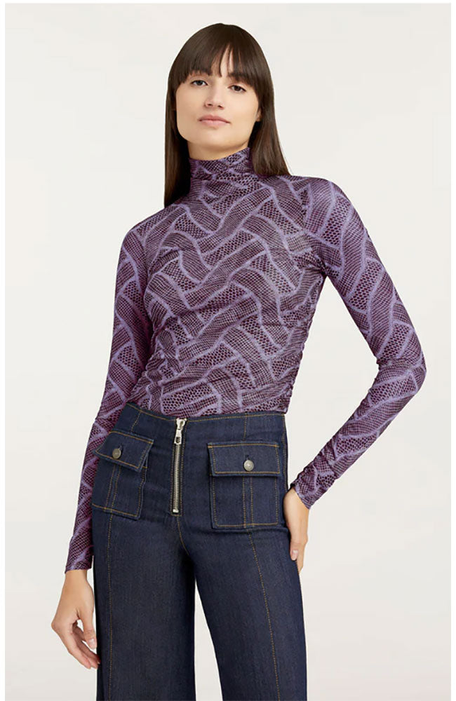 Fishnet Shirred Turtleneck
