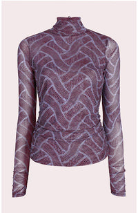 Fishnet Shirred Turtleneck