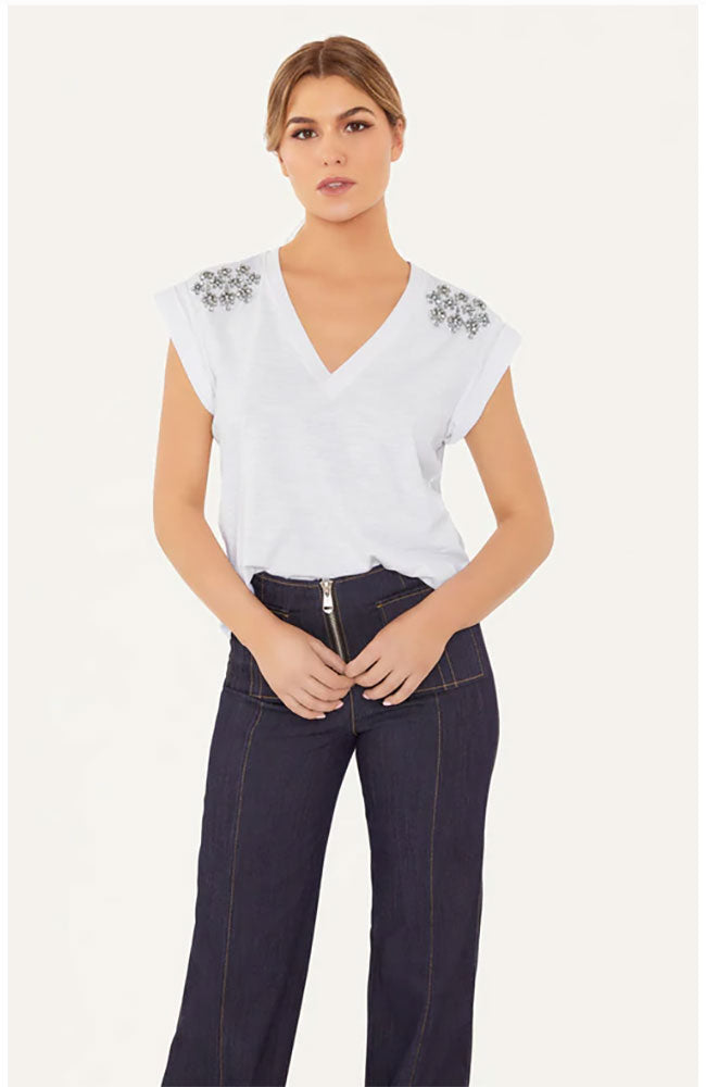 V Neck Embellished Bella Tee