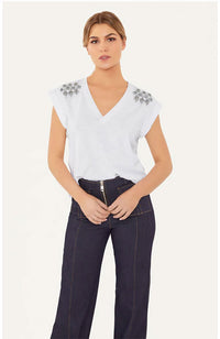 V Neck Embellished Bella Tee